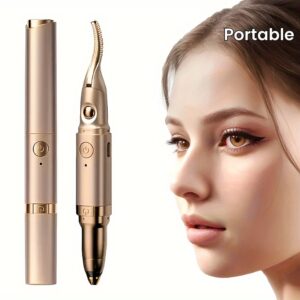 Stylish 2-In-1 Heated Eyelash Curler And Electric Eyebrow Trimmer - Quick Curl, Accurate Trim, Soft Heat, Dual-Function Beauty for Easy Grooming