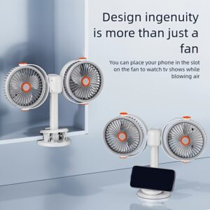 2026 Multifunctional 3-in-1 Clipu002FWall-Mountedu002FStand Circulating Fan, New Desktop Double-Headed Fan, Car Fan, USB Rechargeable Personal Fan with 5 Strong Wind, Quiet Cooling Fan for Home, Office, Bedroom, Camping, Hiking, Car