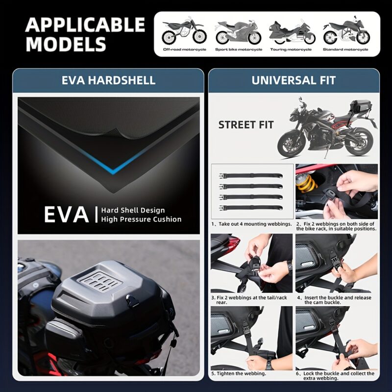 Rhinowalk 23L-35L Expandable Tail Bag: Hard Shell Waterproof Motorcycle Trunk & Backpack