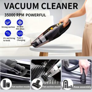 Car Vacuum Cleaner, Handheld Vacuum Cleaner with 6000PA Super Strong Suction, 1800mAh Large Capacity, Low Noise, with Five Matching Accessories for Car Interior Care, Home And Pet Cleaning, Car Accessories for Women Color Girly Car Stuff Gift