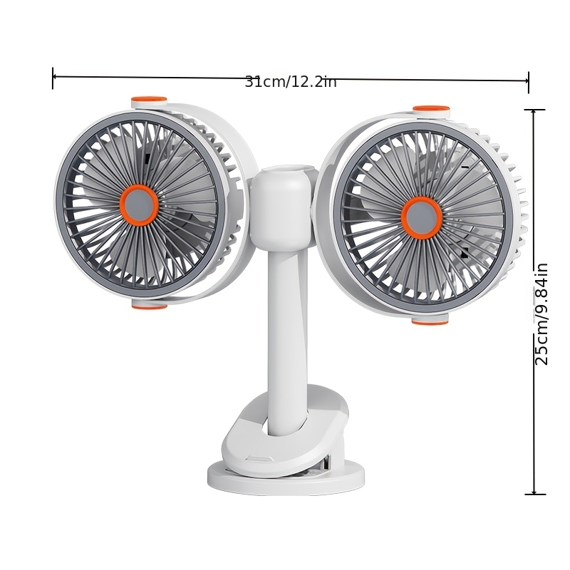 2026 Multifunctional 3-in-1 Clipu002FWall-Mountedu002FStand Circulating Fan, New Desktop Double-Headed Fan, Car Fan, USB Rechargeable Personal Fan with 5 Strong Wind, Quiet Cooling Fan for Home, Office, Bedroom, Camping, Hiking, Car