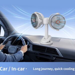 2026 Multifunctional 3-in-1 Clipu002FWall-Mountedu002FStand Circulating Fan, New Desktop Double-Headed Fan, Car Fan, USB Rechargeable Personal Fan with 5 Strong Wind, Quiet Cooling Fan for Home, Office, Bedroom, Camping, Hiking, Car