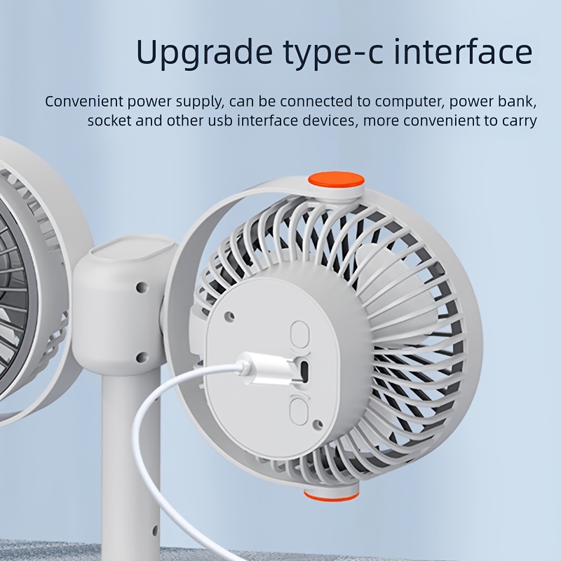 2026 Multifunctional 3-in-1 Clipu002FWall-Mountedu002FStand Circulating Fan, New Desktop Double-Headed Fan, Car Fan, USB Rechargeable Personal Fan with 5 Strong Wind, Quiet Cooling Fan for Home, Office, Bedroom, Camping, Hiking, Car