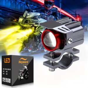 Heyword 14,000LM Dual-Color LED Fog Lights: 12V High-Intensity Spotlights for Motorcycle & ATV