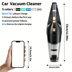 Car Vacuum Cleaner, Handheld Vacuum Cleaner with 6000PA Super Strong Suction, 1800mAh Large Capacity, Low Noise, with Five Matching Accessories for Car Interior Care, Home And Pet Cleaning, Car Accessories for Women Color Girly Car Stuff Gift