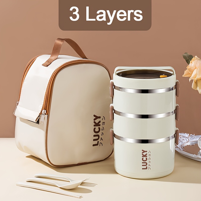 2-Tier Lunch Box Set u002F 3-Tier Lunch Box Set u002F 4-Tier Lunch Box Set - Large Capacity Stainless Steel Lunch Box with Insulated Lunch Bag, Suitable for School, Camping, Workplace - Ideal for Students and Office Workers - A Must-Have for Students