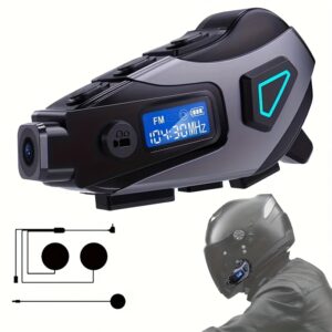 5-in-1 Motorcycle Helmet Headset: 2K DVR Camera, Bluetooth 5.4 & Smart Noise Reduction (32GB Card Included)