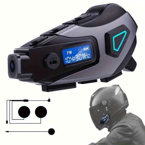 5-in-1 Motorcycle Helmet Headset: 2K DVR Camera, Bluetooth 5.4 & Smart Noise Reduction (32GB Card Included)
