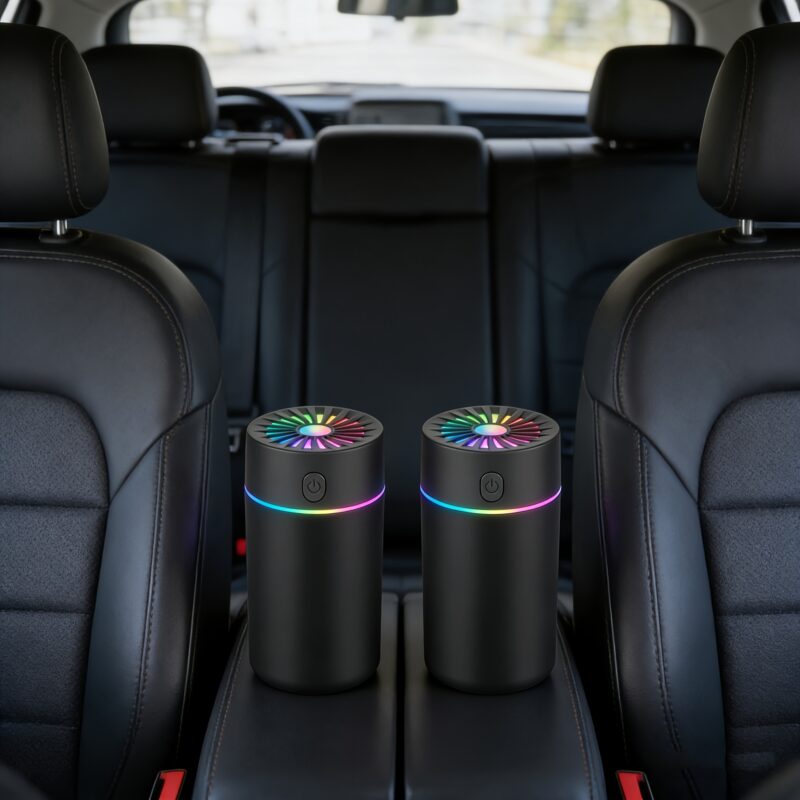 2-in-1 Car Aroma Diffuser & Humidifier: 7-Color LED Sonic Mist for Car, Office & Home