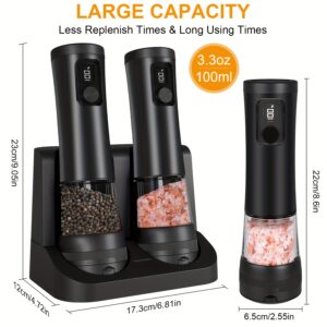 1pcu002F2pcs Automatic Electric Pepper & Salt Grinder - LED Display Stainless Steel Mill, External Coarseness Adjustment, Rechargeable Electric Pepper Mill, Upgraded Larger Capacity, One-Hand Operation, Perfect Gift for Home & Kitchen, Durable Kitchen Tool, Kitchen Grinder, Sleek Design, Highquality Build, Cooking Enthusiasts, Modern Kitchenware, Sturdy Construction, Cooking Hobbyists, Salt And Pepper Setu002Fmill, Kitchen Accessory