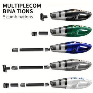 Car Vacuum Cleaner, Handheld Vacuum Cleaner with 6000PA Super Strong Suction, 1800mAh Large Capacity, Low Noise, with Five Matching Accessories for Car Interior Care, Home And Pet Cleaning, Car Accessories for Women Color Girly Car Stuff Gift