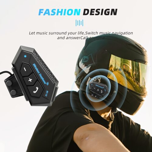Wireless 12, Wireless Motorcycle Helmet Earphone Headset for Hands-Free Calls And Stereo Music Playback