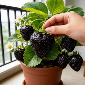 🍓Giant Black Diamond Strawberry  – Sweet, delicious, nutritious, and easy to grow at home.