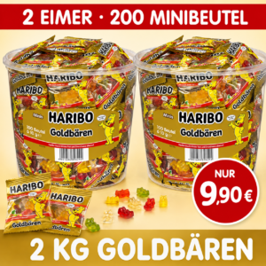 HARIBO Goldbären Minis – 100 Minibeutel Vorteilseimer