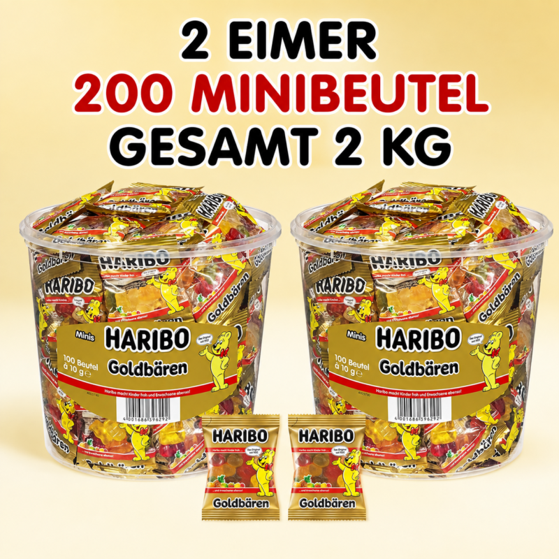 HARIBO Goldbären Minis – 100 Minibeutel Vorteilseimer