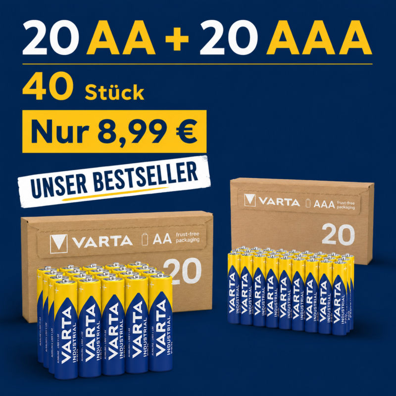 VARTA Industrial Pro AA & AAA Alkaline-Batterien – Vorratspack