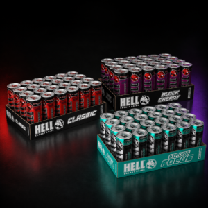 Hell Strong Focus mangó-, narancs- és tuttifrutti ízű szénsavas energiaital, 24 x 250 ml