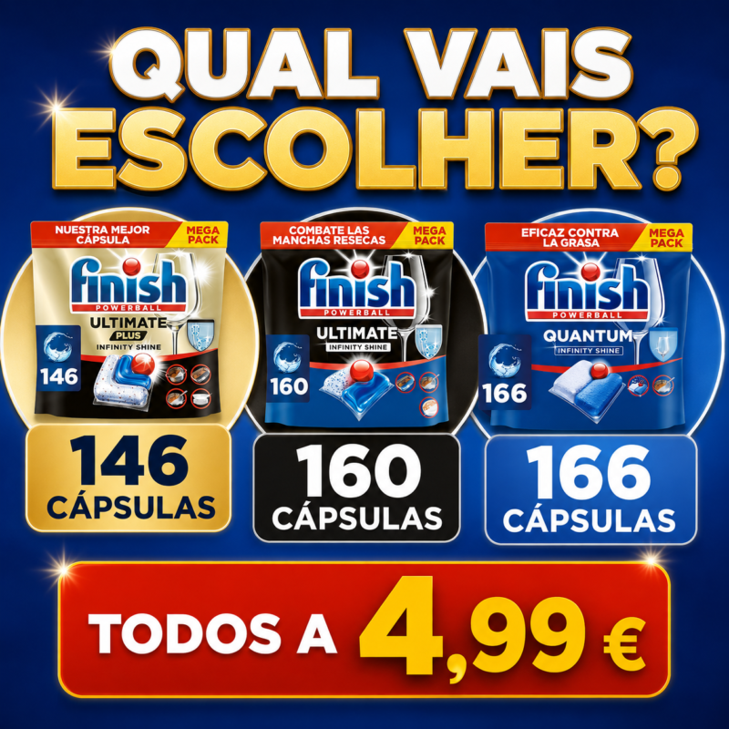 Finish Powerball Mega Pack – Cápsulas para Máquina de Lavar Loiça