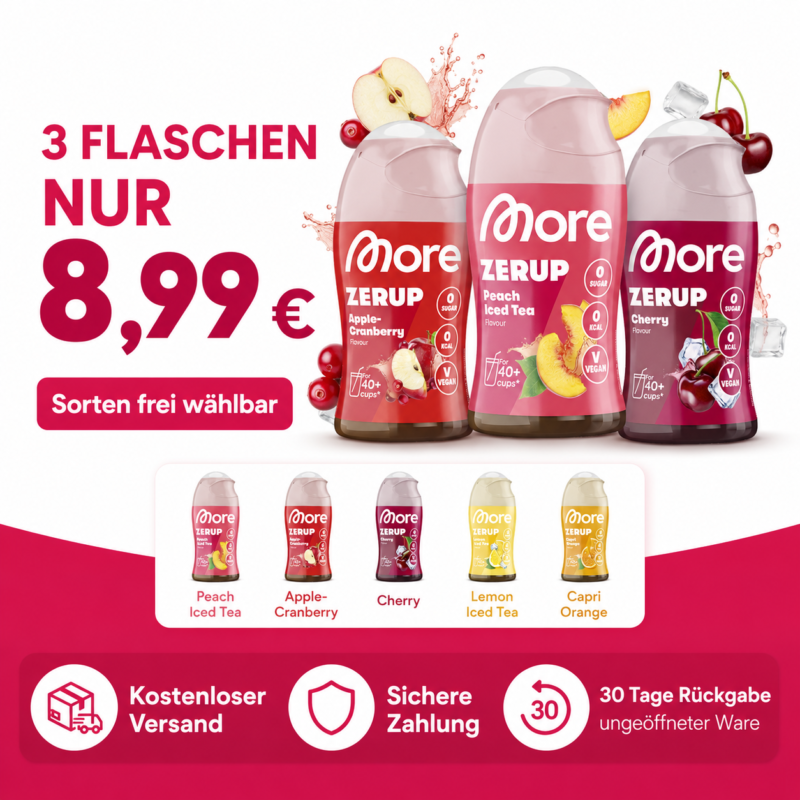 MORE Zerup, Apple Cranberry, 65 ml, für bis zu 8 l Fertiggetränk