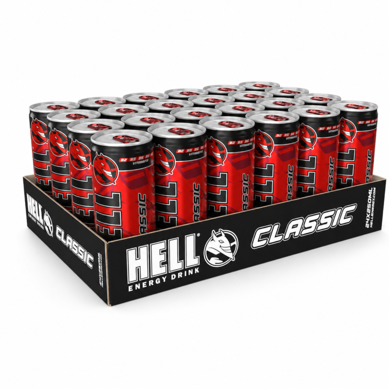 Hell Strong Focus mangó-, narancs- és tuttifrutti ízű szénsavas energiaital, 24 x 250 ml