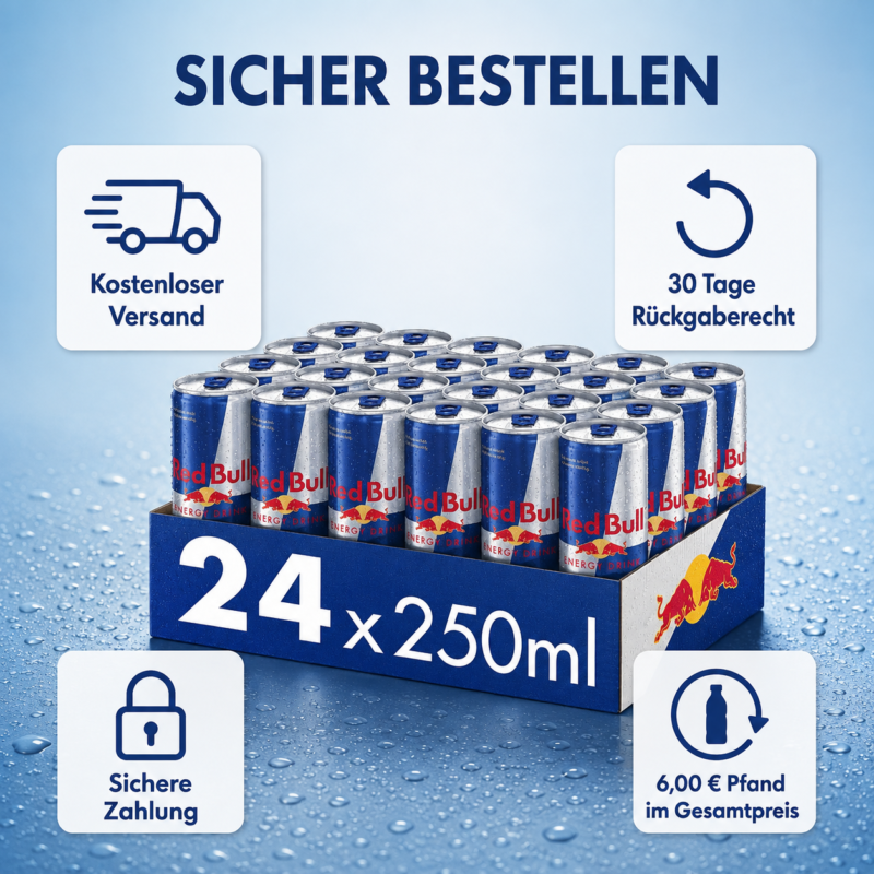 Red Bull Energy Drink – 24 × 250 ml Kiste, verschiedene Sorten
