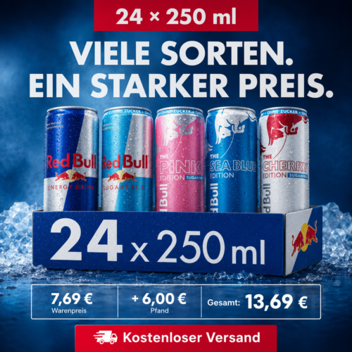 90ef1ab4-f7a2-4d22-befc-0f47de102458 Red Bull Energy Drink – 24 × 250 ml Kiste, verschiedene Sorten