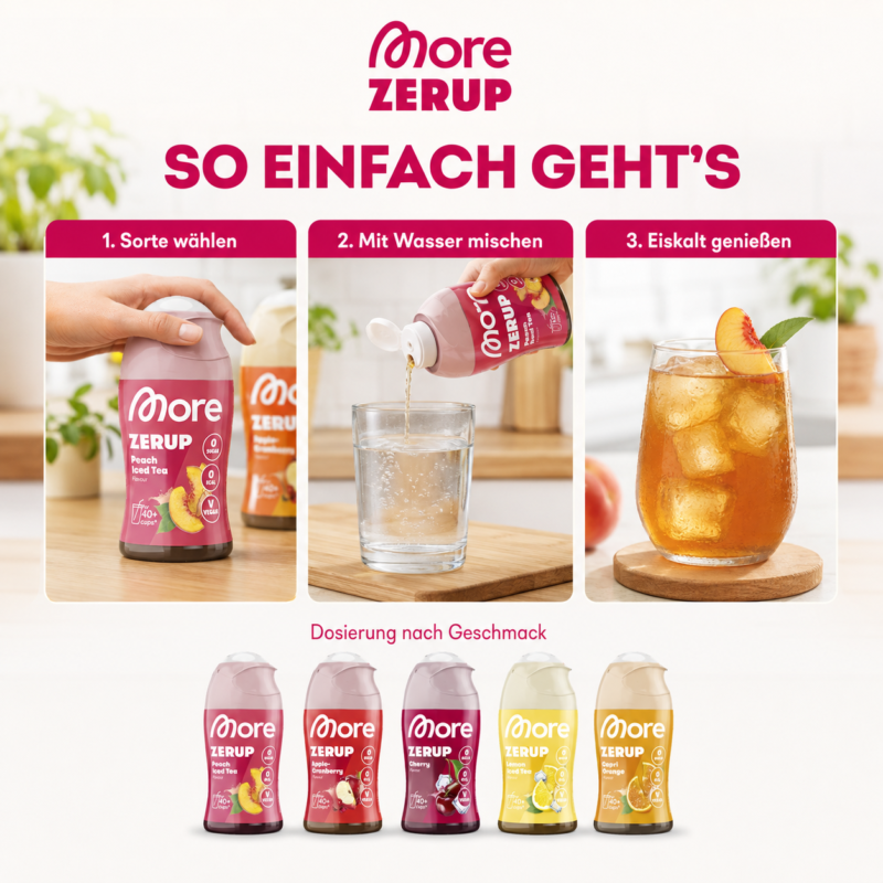MORE Zerup, Apple Cranberry, 65 ml, für bis zu 8 l Fertiggetränk