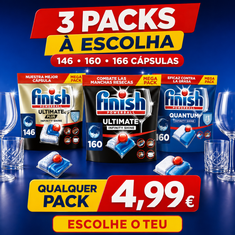 Finish Powerball Mega Pack – Cápsulas para Máquina de Lavar Loiça