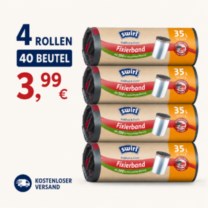 Swirl Fixierband-Müllbeutel 35L – 40/100 Beutel, reißfest & dicht