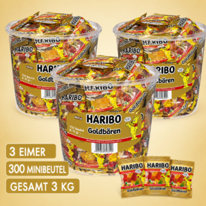 HARIBO Goldbären Minis – 100 Minibeutel Vorteilseimer