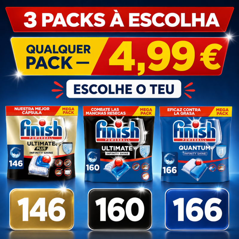 Finish Powerball Mega Pack – Cápsulas para Máquina de Lavar Loiça