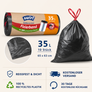 Swirl Fixierband-Müllbeutel 35L – 40/100 Beutel, reißfest & dicht