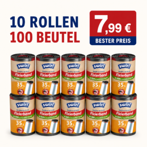 Swirl Fixierband-Müllbeutel 35L – 40/100 Beutel, reißfest & dicht
