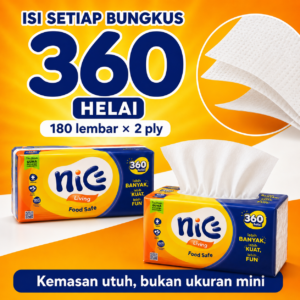 Tisu Wajah Nice 360 Lembar 2ply - Lembut, Kuat, dan Daya Serap Tinggi TISSUE NICE PROMO!!