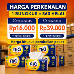 Tisu Wajah Nice 360 Lembar 2ply - Lembut, Kuat, dan Daya Serap Tinggi TISSUE NICE PROMO!!