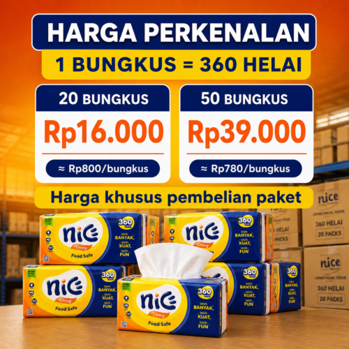 exec-2f4efe63-3421-4c7a-aa49-ed31bee8f997 Tisu Wajah Nice 360 Lembar 2ply - Lembut, Kuat, dan Daya Serap Tinggi TISSUE NICE PROMO!!
