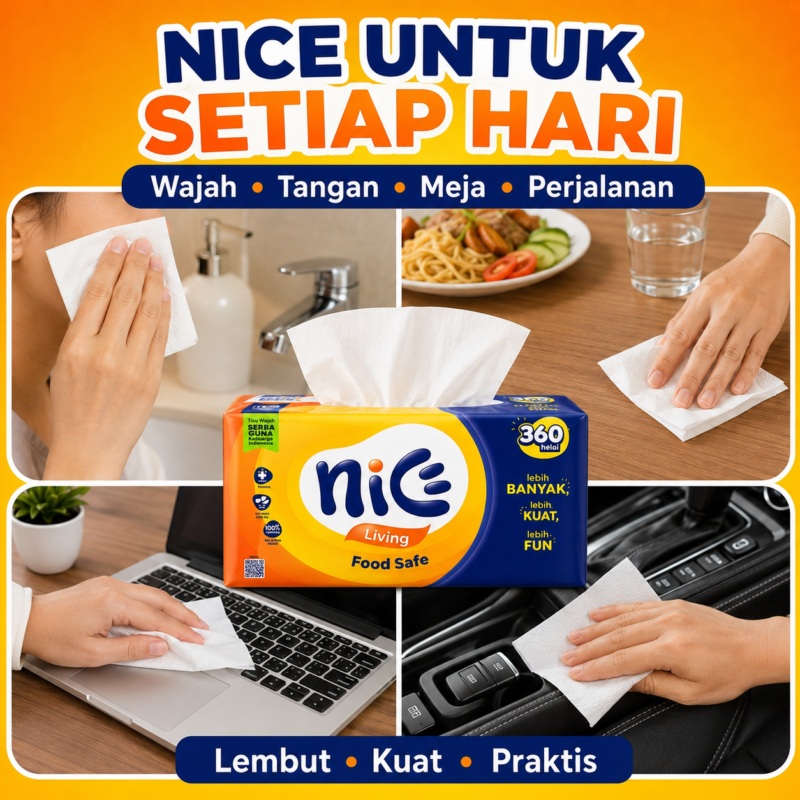 Tisu Wajah Nice 360 Lembar 2ply - Lembut, Kuat, dan Daya Serap Tinggi TISSUE NICE PROMO!!